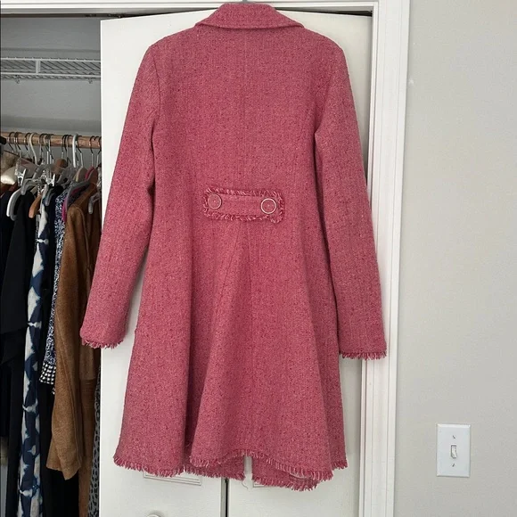 Vintage CAbi pink pea coat with black and white lining, covered buttons,pockets - Picture 4 of 6